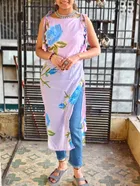 Floral Print Georgette Kurti for Women 