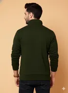 Fleece Printed Sweatshirt for Men, Dark Green 