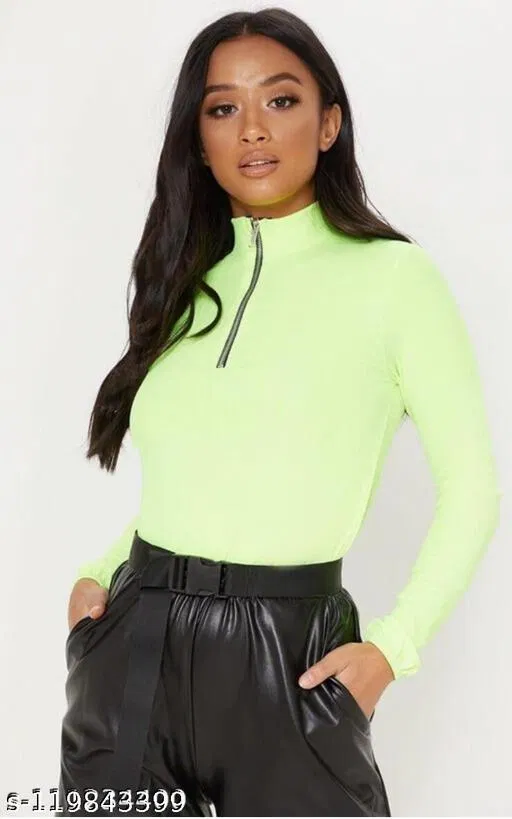 Casual Wear Top & Bottom Sets for Women (Neon Green, M)