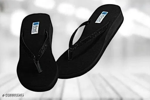 Colorblocked Flip-flops for Women (Black, IND-5)