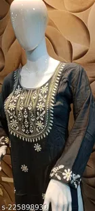 Rayon Slub Embroidered Kurti for Women 