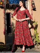 Viscose Rayon Kurti for Women, Red 