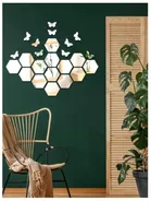 3D Silver Hexagon Decorative Acrylic Mirror Wall Stickers 