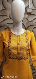 Rayon Slub Printed Kurti for Women 