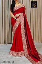 Chiffon Dyed/ Washed Saree For Women, Red