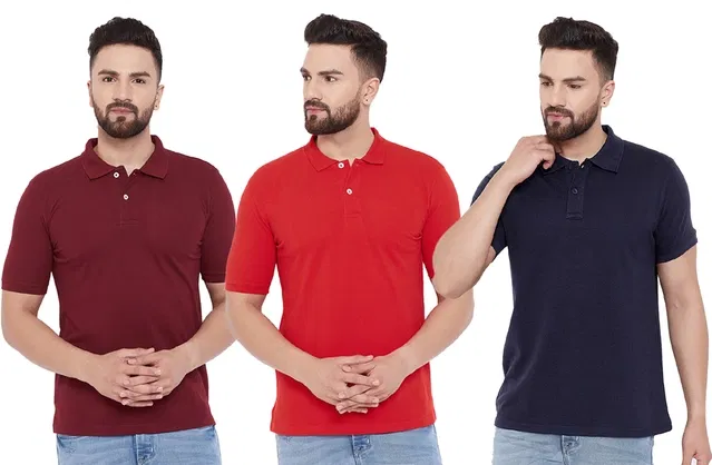 Polo T-shirts for Men, Pack of 3 (Multicolor, XXL)