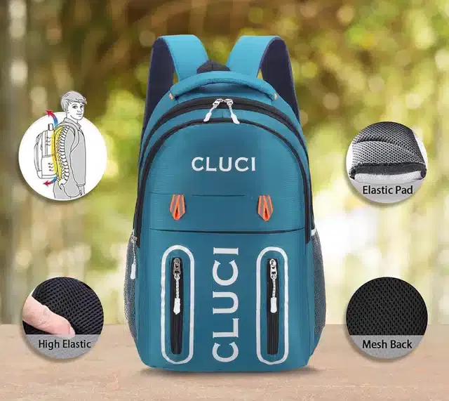 Polyester Backpack for Men (Teal, 17x12x6 inches)