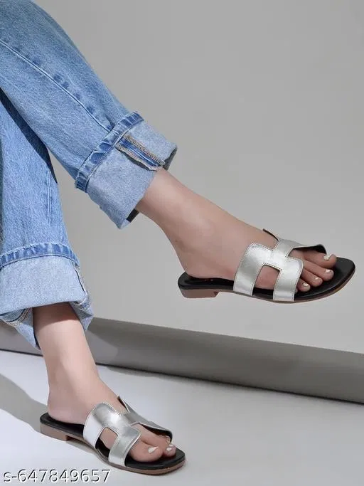 Shoetopia Flat Sandals Silver IND-5