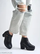 Shoetopia Synthetic Heeled Boots Black 