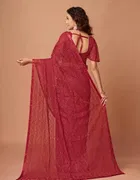 Net Solid Saree for Women 