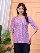 Cotton Striped Short Kurti for Women 
