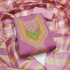 Vichitra Silk Embroidered Unstitched Suit Fabric, Pink