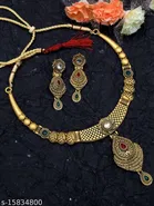 Alloy Necklace with Earrings for Women 