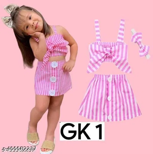 Rayon Slub Printed Clothing Set for Girls, Pink, Pack of 1 (0-3 Months)