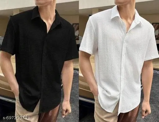 Casual Shirt for Men, Pack of 2 (White, XL)