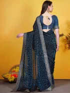 Bollywood Teal Lycra Saree for Women