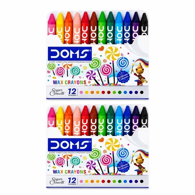 Doms Super Smooth 12 Shades Wax Crayons [Pack of 2] [Multicolor]