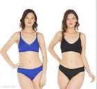 Cotton Blend Solid Lingerie Set for Women 