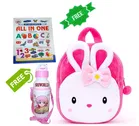 Combo of Fabric School Bag, Water Bottle with All in One Book for Kids 