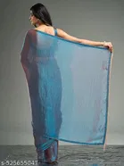 Two-shade Sky Blue Ready-to-wear Zimmy Choo Fandy Silk Saree for Women 