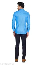 Cotton Blend Checked Shirt for Men, Sky 