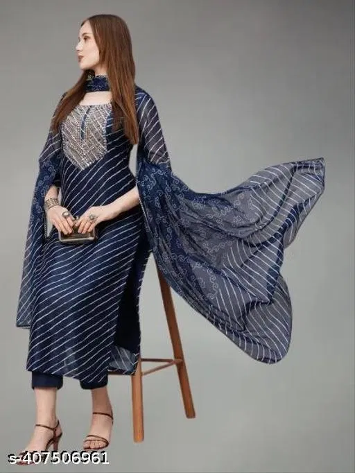 Kurta Set for Women (Navy Blue, 4XL)
