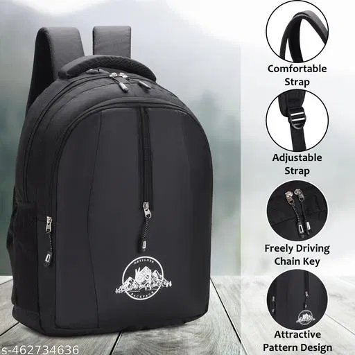 Polyester Backpack for Men & Women, Black