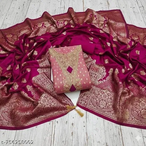 Embroidered Floral Patiala Suit for Women (, 5.85 meter (S)) (Multicolor, 6.85 meter (3XL)