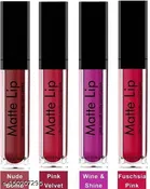 Liquid Lipstick for Women (Multicolor, Pack of 4)