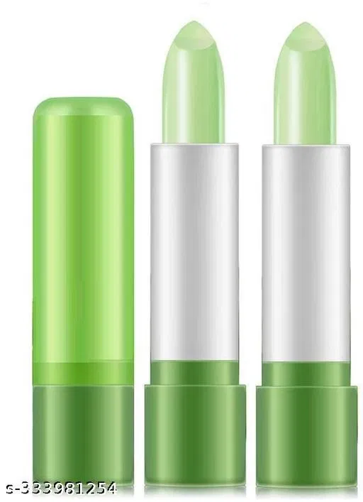 Color Change Lipstick Lip Blam, Long Lasting Magic Temperature Nutritious Lips Makeup Aloe Vera Lip Gloss Set Aloe Vera Lipstick, Matte Finish (Pack of 2)