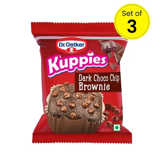 Dr. Oetker Kuppies Dark Choco Chip Brownie 37 g Pack of 3