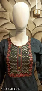Rayon Slub Embroidered Kurti for Women 
