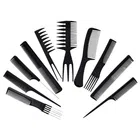 Professional Hair Styling Combs for Men & Women (Black, Set of 10)