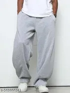 Cotton Blend Solid Trackpant for Men, Grey 