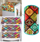 PVC Printed Fridge Top Cover with 3 Pcs Shelf Mats & Handle Cover 