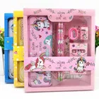 Unicorn Stationery Set for Girls-Unicorn set kit includes-Pencil Box for Girls,Colour set for kids,Unicorn Theme Scale Pencil Eraser Sharpener combo pack for School, Birthday Gift for Girls 