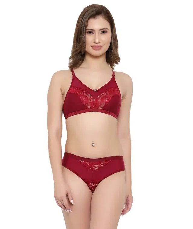 Hosiery Lingerie Set for Women (Maroon, 30)