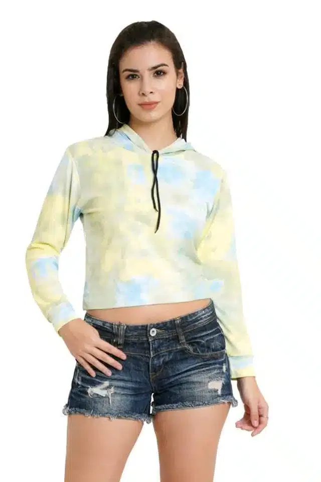 Women's Printed Long Sleeves SweatShirt (Yellow, M)