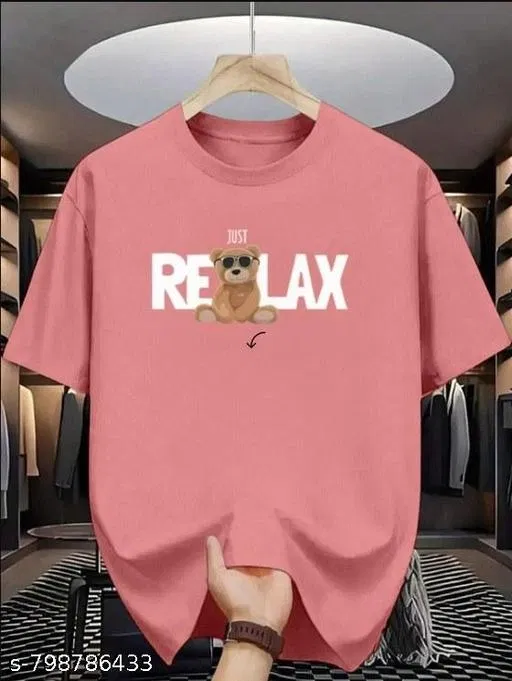Cotton Blend Printed T-shirt for Women, Pink (XS)