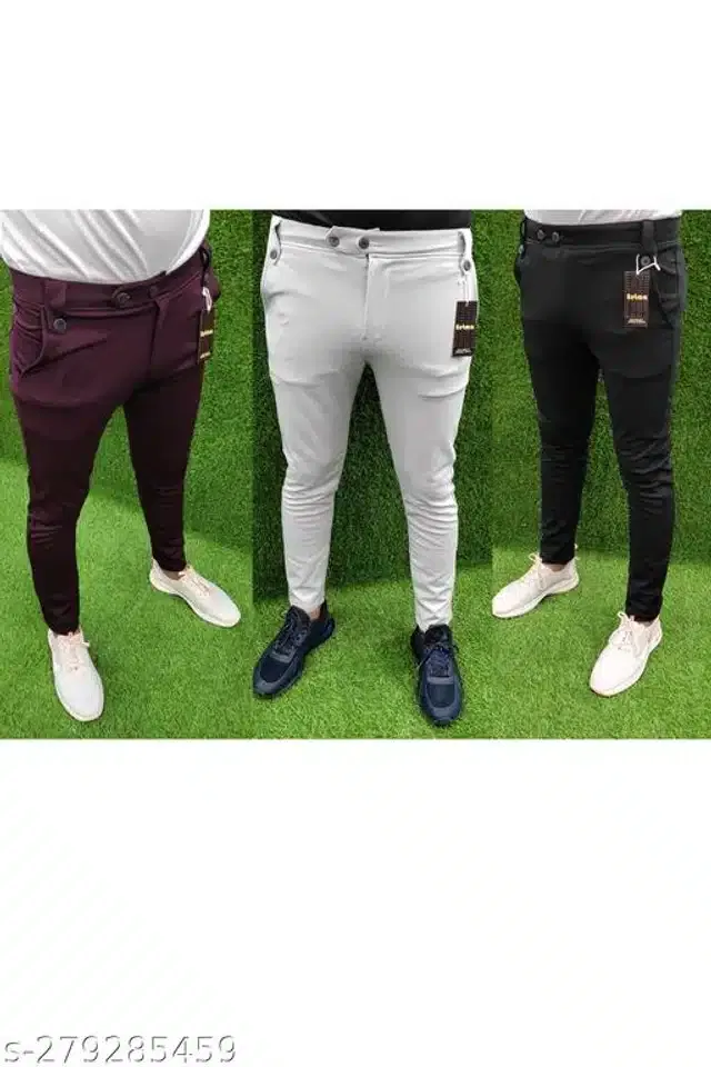 Lycra Track Pants for Men (Multicolor, 30) (Pack of 3)