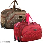 Polyester Duffel Bags (Red & Brown, Pack of 2)