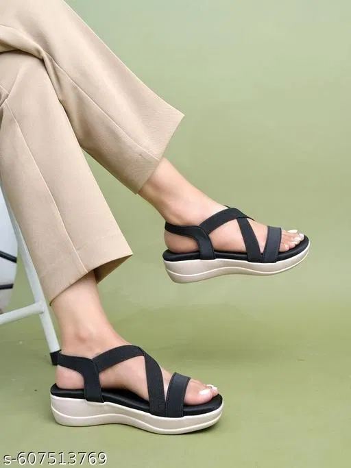 Shoetopia Heel Sandals (Black, IND-6)