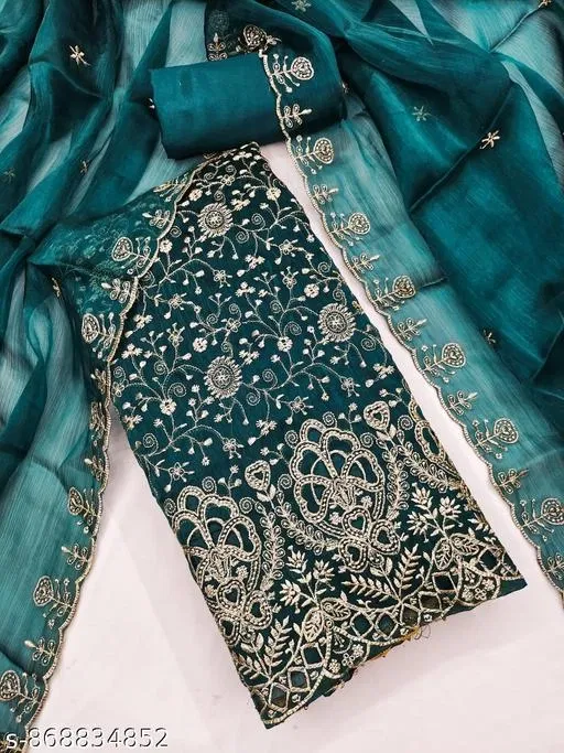 Georgette Embroidered Punjabi/All Over Suits for Women (6.05 meter (M)