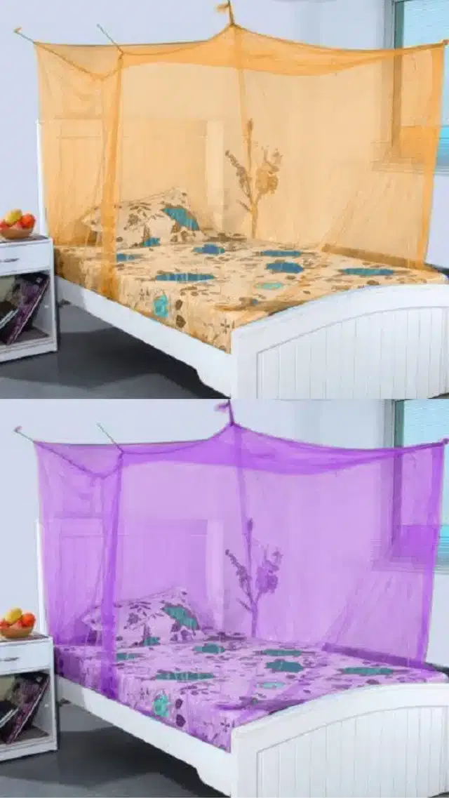 Polyester Single Bed Mosquito Net (Pack of 2) (Orange & Purple, 6x3 feet)