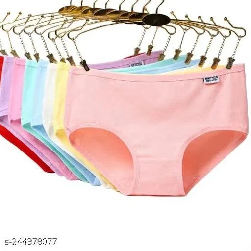 Solid Mid Rise Seamless Cotton Blend Briefs for Women, Pack of 6 (Pink, XXL)