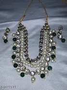 Women'S Copper Gold Plated Jewellery Set, Green