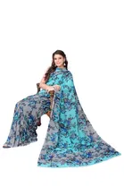Women Georgette Printed Saree With Unstitched Blouse 