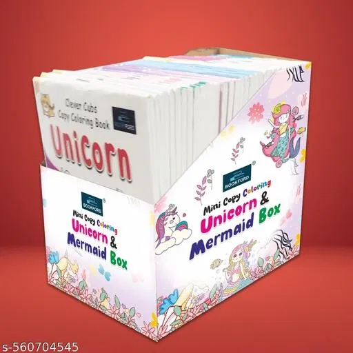 Unicorn & Mermaid Mini Copy Coloring Book Box – 40 Magical Titles to Boost Creativity in Little Hands
