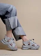 Shoetopia Solid Mesh Platform Sandals 