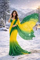 Two Shade Colour Combination Georgette Saree for Women 
